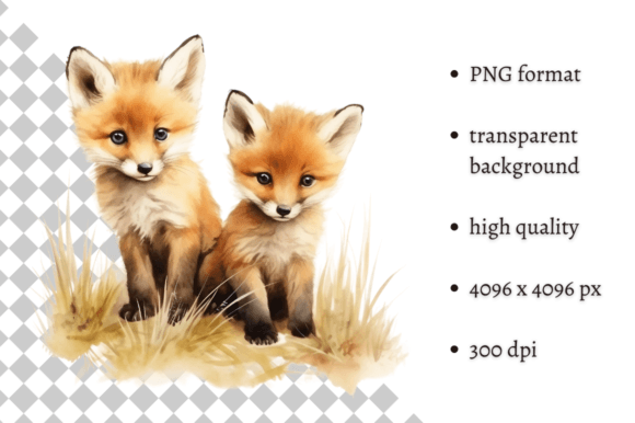 Download Watercolor Woodland Baby Foxes Clipart - Woodland baby Collection