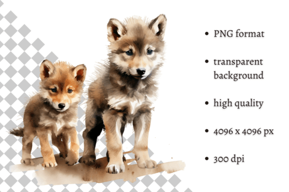 Download Watercolor Woodland Baby Wolves Clipart - Woodland baby Collection