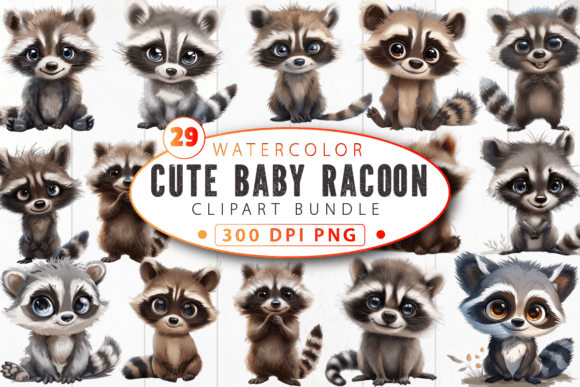 Download Cute Baby Racoon Nursery Animal Clipart - Premium Resources