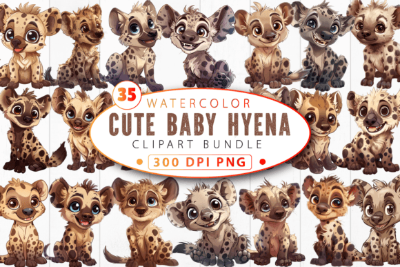 Download Cute Baby Hyena Nursery Animal Clipart - Premium Resources