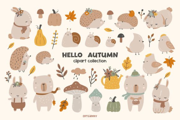 Download Hello Autumn Woodland Animals Cliparts - Woodland animals cliparts Collection