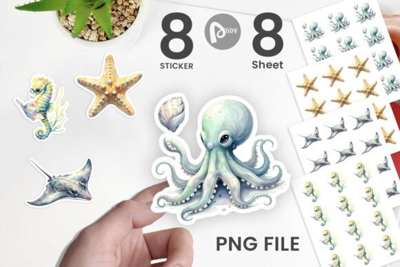 Download Boho Ocean Nursery Animal Sticker PNG - Nursery animal Collection