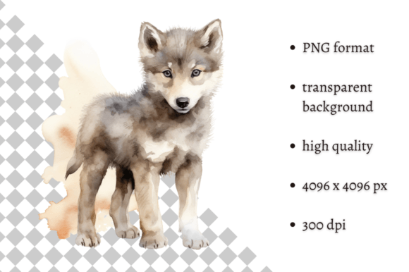 Download Watercolor Woodland Baby Wolf Clipart - Woodland baby Collection