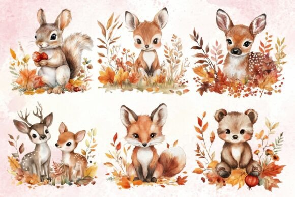 Download Autumn Woodland Baby Animals Watercolor - Woodland baby Collection
