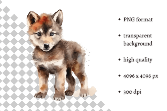 Download Watercolor Woodland Baby Wolf Clipart - Woodland baby Collection