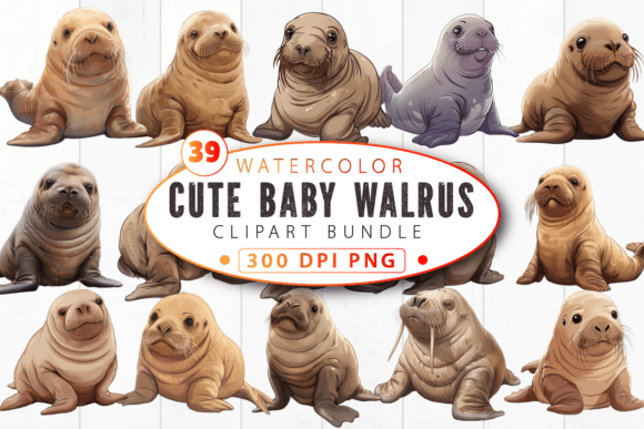 Download Cute Baby Walrus Nursery Animal Clipart - Nursery animal Collection