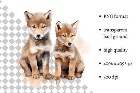 Download Watercolor Woodland Baby Wolves Clipart - Woodland baby Collection