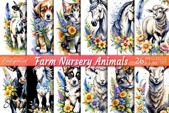 Download Watercolor Farm Nursery Animal Wall Art - Nursery animal Collection
